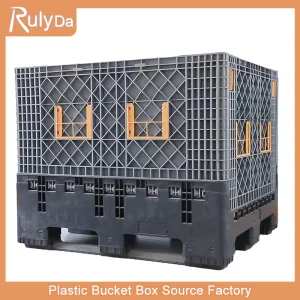 Contenedores industriales apilables de gran capacidad para almacenamiento, cajas de palets de plástico plegables y colapsables de HDPE con tapas