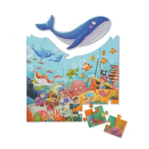 Children's The Big Whale Wooden Jigsaw Puzzles Animal Cognitive Games Educational Toys for Kids Learning