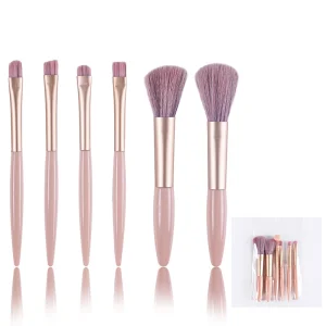 6-Piece Durable Soft Bristle Makeup Brush Set with Lip Liner Eyebrow Pencil