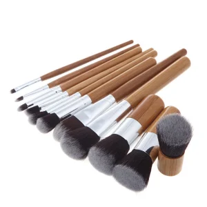 Custom logo 11pcs Bamboo Makeup Brush Set