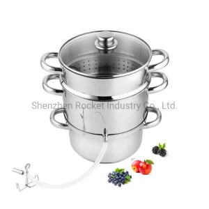 8.0 Liters Stainless Steel 26 Cm Juicer Maker Set for Health Food Grade Fruit Juicer Steamer with Glass Lid