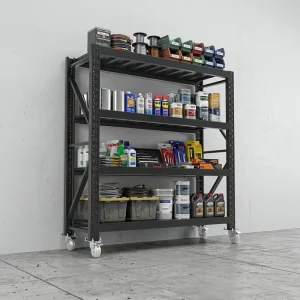Custom Durable Movable Steel Display Rack Adjustable Boltless Industrial Warehouse Storage Shelves with 360 Wheels