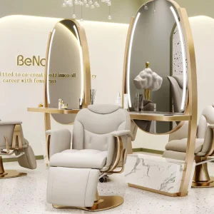 New Durable Large Full Length Stainless Steel Salon Barber Mirror LED Lights Beauty Hairdressing Makeup Hair Salon Furniture