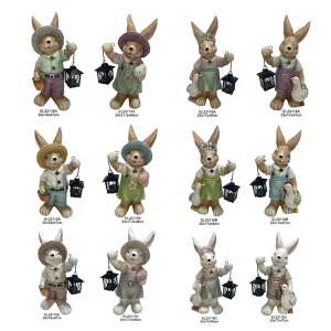 China Collection of Whimsical Rabbit Figurines with Lanterns