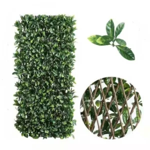 CE Certification Expanding PE laurel leaf willow trellis plastic leaf fence Vertical Expandable Faux Ivy Privacy Fence garden decrative hedges Manufacturers, Factory