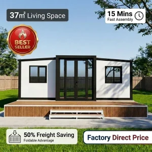 Modern 20ft Double Wing Luxury Greenhouse Prefabricated Modular Expandable Waterproof Tiny House For Hotel Office Villa Use