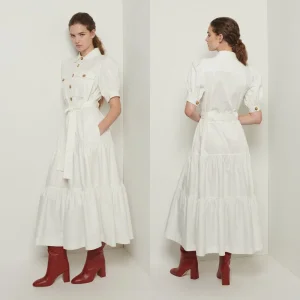 Vestido de mujer elegante de verano con mini mangas cortas abullonadas, venta al por mayor de moda, nueva llegada de fábrica de ropa OEM en China