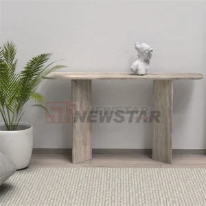 Mesa de Console Personalizada Newstar em Pedra Travertina Moderna Cinza