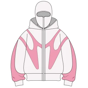 New Hip Pop Streetwear Balaclava Hoodies Boxy Heavyweight Full Zip up Hoodies Custom Logo Cropped Thick Plain Hoodies Men's