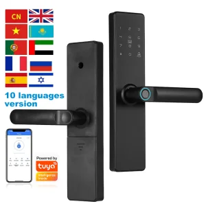 Factory Wholesale Tuya Smart Fingerprint Door Lock Password Card Key Unlock Active Security Alarm Wi-Fi Steel Brass Door Cloud