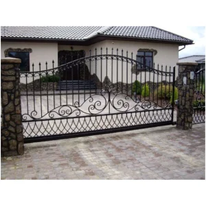 Hsj Double House Garden Security Grill Design Sliding Swing Iron Gate Driveway Gate Entrance Main Wrought Iron Gates Designs