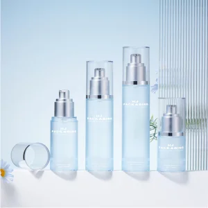Blue Cosmetic Packaging Bottles Airless Pump