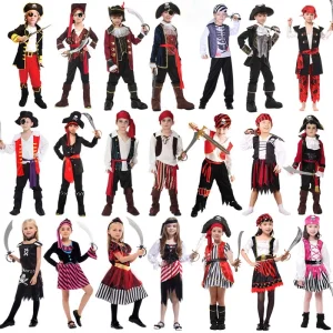 Disfraz de Halloween para niños, disfraces de pirata, ropa de actuación para niños para fiestas