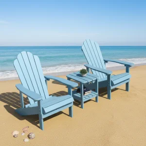 Modern HDPE Outdoor Chair Set Side Table Weatherproof