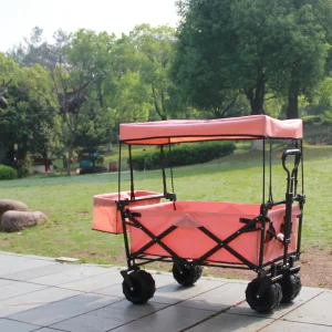 Camping Car Outdoor Portable Multifunctional Aluminum Alloy Camping Cart 8-inch Wide-Wheel Brake Pink/Black/Orange Cart