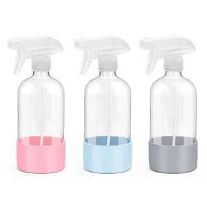 16 Oz Glass Sprayer Silicone Protection Refillable Containers Reusable Spray Bottles
