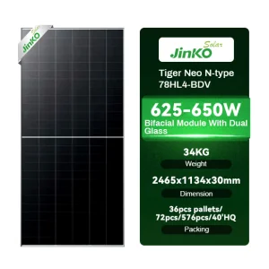 Venta Caliente Marca Principal Jinko Solar 650W 645W 640W 635W 630W Panel Solar para Proyecto Solar a Gran Escala