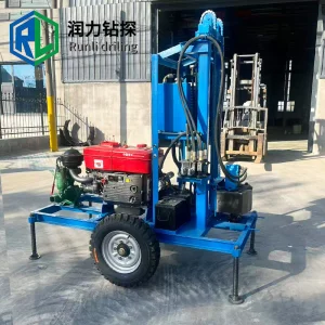 Low Price, High Performance Diesel Engine Wheeled Small Portable Reliable DTH Mini Drilling Rig Machine Water and Steam Dual Use
