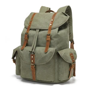 Mochila de computadora portátil de lona encerada