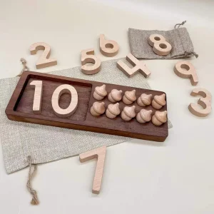 Ten Lattice Digital Blocks Open Puzzle Toy Black Walnut Log