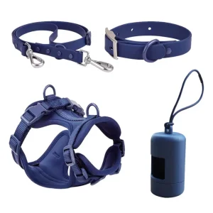 Wholesale Dog Harness Combine with Waterproof Collar Leash &amp; Poop Bag Holder Offer by Pet Product Manufacturer Brand Logo Soft Neoprene Pet Vest