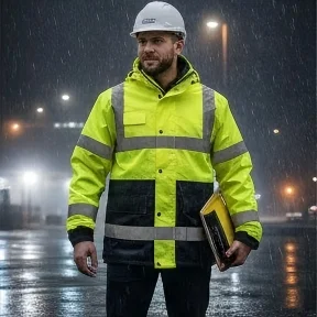 Jaqueta de Trabalho Inverno Hi-Vis com Zíper Completo Roupas de Segurança Refletivas Duráveis para Homens e Mulheres