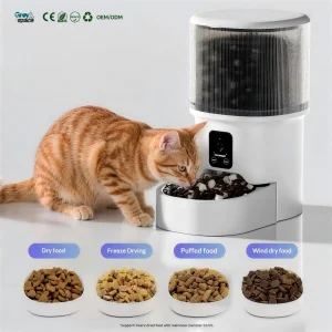 Premium Plastic WiFi APP Controlled 4L Automatic Pet Feeder Voice Recording 6-Timing BPA-Free Feeding Dogs Cats Multi-Account