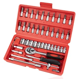 Conjunto de Ferramentas Manuais Conjunto de Ferramentas para Reparação de Carros Caixa de Ferramentas Mecânicas Conjunto de Chaves de Soquete Chave de Catraca e Chave de Fenda Kits-001