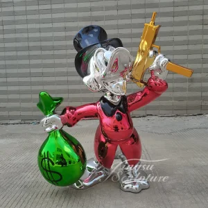 Modern Style Mirror Polishing Life Size Fiberglass Donald Duck Statue