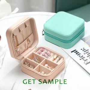 Free Sample Luxury Custom Logo Portable Pu Leather Jewellery Ring Necklace Storage Case Travel Jewelry Organizer Box Packaging