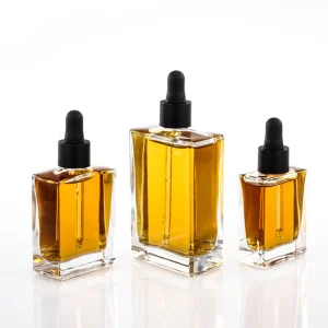 Olila 1oz Essential Oil Serum Container Cosmetic Packaging Frosted 30ml Beige Dropper Bottle with Dropper Silver Plastic Bamboo Lid