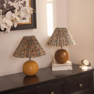 Vintage Solid Wood Floral Table Lamp