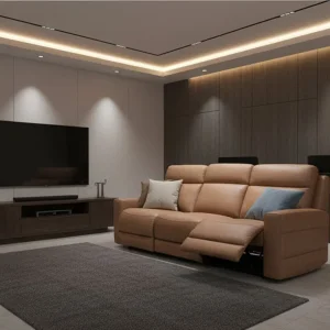 Brown Leather Power Recliner Set