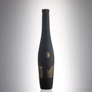 Wholesale 375 ml black color embossed liquor glass bottle  Supplier, Suppliers