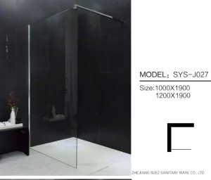 Hot Sales Walk in Shower Screen 100*H190cm, U Channel Alloy Wall Fixed, 8mm THK Upscale Toughened Glass with Ss Support Holder, Strict CE Pass