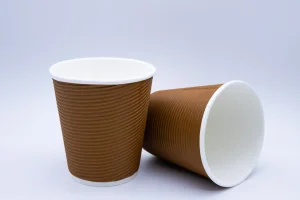 Copo de Papel Ripple para Bebidas Quentes e Frias Descartável Impresso Personalizado 8oz 12oz 16oz com Tampa
