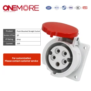 Industrial Power Socket - Flush-Mounted Straight Socket for Reliable Use