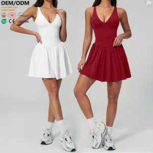 XW-FLT9582 Wholesale Women Tennis Mini Skirt with Pocket High Quality Workout Tennis Golf Active Wear Women's Athletic Dress