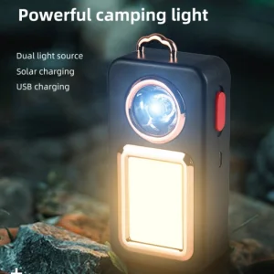 LED Outdoor USB Rechargeable Camping Light Solar Multifunctional Work Light Portable Flashlight