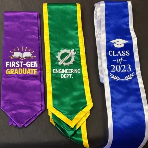 Embroidered Long Satin Stole with Custom Logo for Graduates