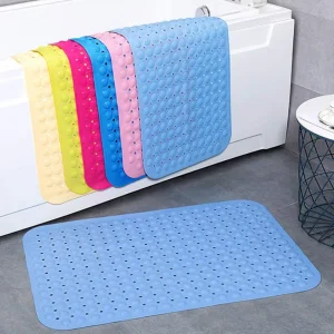 Bathtub Bathroom Shower Non Slip Waterproof Rectangular PVC Anti Slip Bath Mats with Drain Holes