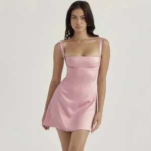 French Retro Mini Pink Dress
