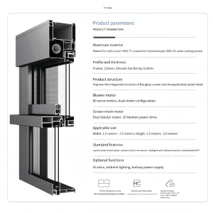 Modern European Hurricane Impact Automatic Smart Dual Motor Aluminum Alloy Electric Lift Double Hung Windows APP Control for