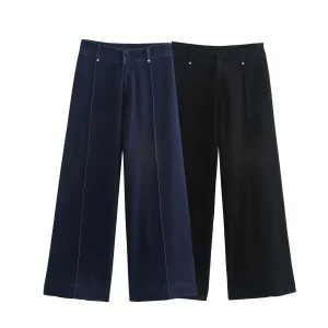 Jeans de cintura alta e perna larga estilizados