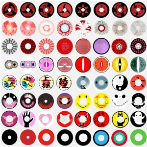 Free Shipping Items Pseyeche Halloween Contacts Crazy Sharingan Eye Lens Anime Cosplay Contact Lenses Lentes De Contacto