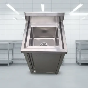 CFT Stainless Steel NSF Certified Single Sink Work Table Splashback Storage Cabinet 3-Year Warranty for Commercial Kitchen