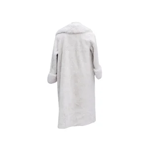Breathable Gray-White Women's Faux Fur Coat - Soft Winter Warmth, China-Made Premium Outerwear