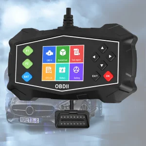 OBD2 Scanner Read/Clear Codes Erase Engine Light Battery Test Heavy-Duty Truck Car Diagnostic Tool 2.8" Color Display 9-Protocol