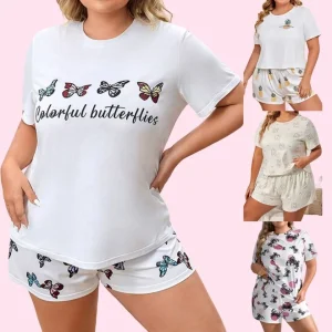 Conjunto de pijamas de talla grande para mujeres europeas y americanas, conjunto de verano