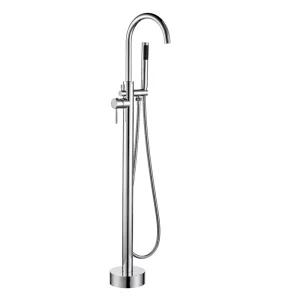 Floor Standing Freestanding Bath Tub Faucet with Brass Handset